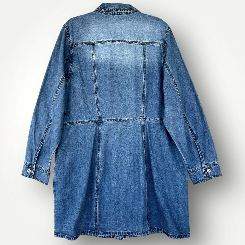 Frye Women Denim Button Up Long Sleeve Shirt Mini Jean Dress XXL Faded Blue Wash - Picture 3 of 13